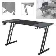 Biurka gamingowe - Biurko gamingowe ACXIN, 140 x 60 cm z haczykiem na słuchawki i uchwytem na kubek, konstrukcja w kształcie litery Z, biurko gamingowe z włókna węglowego, czarne - miniaturka - grafika 1