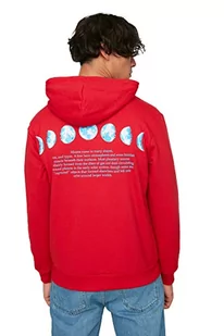Trendyol Męska bluza z kapturem i napisem, Czerwony, XL - Bluzy męskie - miniaturka - grafika 1