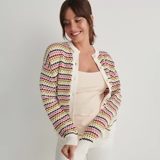 Swetry damskie - Reserved - Kardigan w kolorowe pasy - Wielobarwny - grafika 1