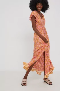 Sukienki - Answear Lab Lab sukienka kolor pomarańczowy maxi rozkloszowana - grafika 1
