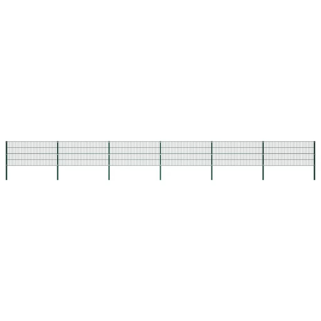 vidaxl Panel ogrodzeniowy ze słupkami, żelazny, 10,2 x 0,8 m, zielony 278609