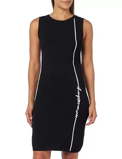 Armani Exchange Damska sukienka z logo Signature bez rękawów z dzianiny, czarny, L - Sukienki - miniaturka - grafika 1