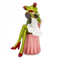 Figurki dekoracyjne - ŻABA FIGURKA DEKORACYJNA makijaż różowa śmieszna na fotelu - miniaturka - grafika 1