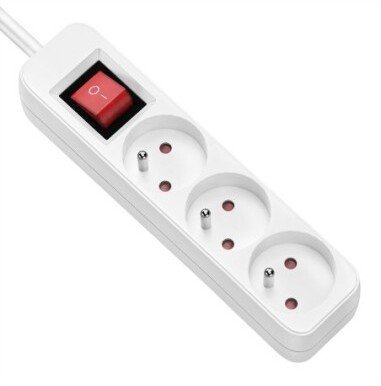 Listwa zasilająca Value Listwa zasilająca VALUE, 3-gniazdowa do Francji UTE, z wyłącznikiem, biała, 1,5 m
