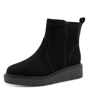 TAMARIS Damskie buty Comfort Boot Flat Półdługie kozaki, Black Suede, 37 EU, czarny zamsz, 37 EU - Kozaki damskie - miniaturka - grafika 1