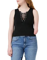 Koszulki i topy damskie - Urban Classics Damski top Lace Up Cropped Top, czarny (Black 0007), XS, czarny (Black 00007), XS - miniaturka - grafika 1