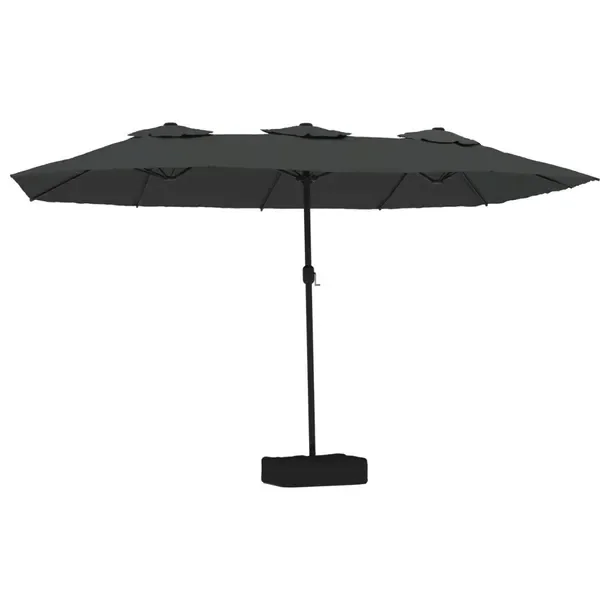 Podwójny Parasol Ogrodowy z LED, Antracytowo-Ciemnoszary, 449x265x245 cm