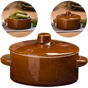 Beczki - Garnek Kamionkowy Na Smalec Mięso Sałatkę Zupę Ogórki Z Pokrywką 1L Gar - miniaturka - grafika 1