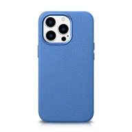 Etui i futerały do telefonów - iCarer Litchi Premium Leather Case skórzane etui iPhone 14 Pro Max magnetyczne z MagSafe jasnoniebieski (WMI14220712-LB) - miniaturka - grafika 1