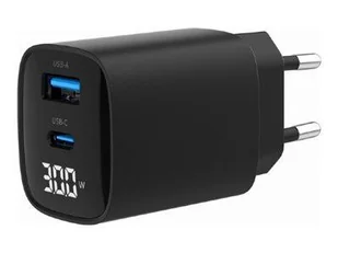 GEMBIRD Szybka ładowarka 2x USB 30 W USB typ-C + USB-A LCD czarna - Ładowarki do telefonów - miniaturka - grafika 1