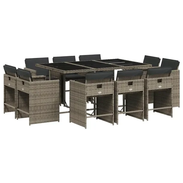 Zestaw mebli ogrodowych z rattanem PE, stół 165x106x73 cm, krzesło szare