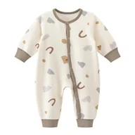 Kombinezony dla dzieci - Kombinezon dla Noworodka Bawełniany Długi Rękaw Guziki Biały 6-9 miesięcy - miniaturka - grafika 1