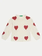Swetry dla chłopców - United Colors Of Benetton Sweter 1076H102A Biały Regular Fit - miniaturka - grafika 1