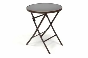 Garthen Ogrodowy bistro stolik ze składanym blatem szklanym - brązowy - Stoły ogrodowe - miniaturka - grafika 1