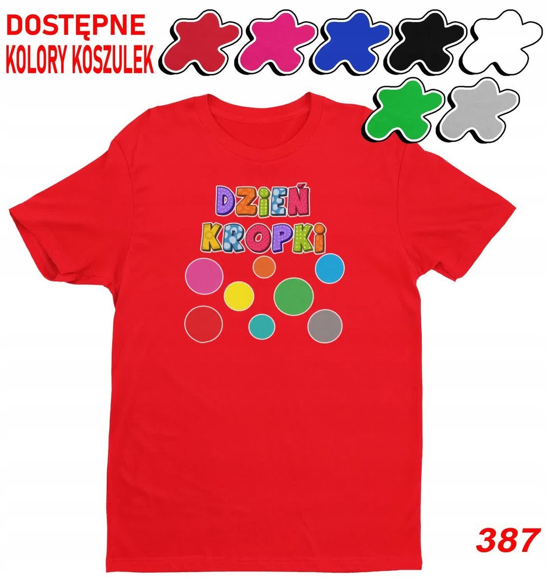 Dziecięca Koszulka Z Nadrukiem Kropki Duży Wybór -M 134-140