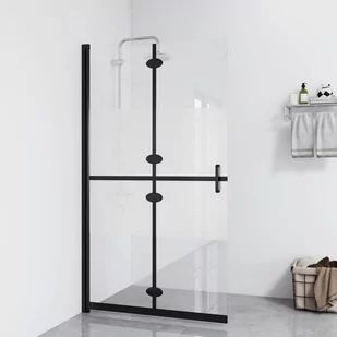 vidaXL Składana ścianka prysznicowa pół mrożone szkło ESG 80x190 cm 151187 - Ścianki i drzwi prysznicowe - miniaturka - grafika 1