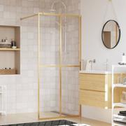 Ścianki i drzwi prysznicowe - vidaXL Ścianka prysznicowa, przezroczyste szkło ESG, złota, 90x195 cm - miniaturka - grafika 1