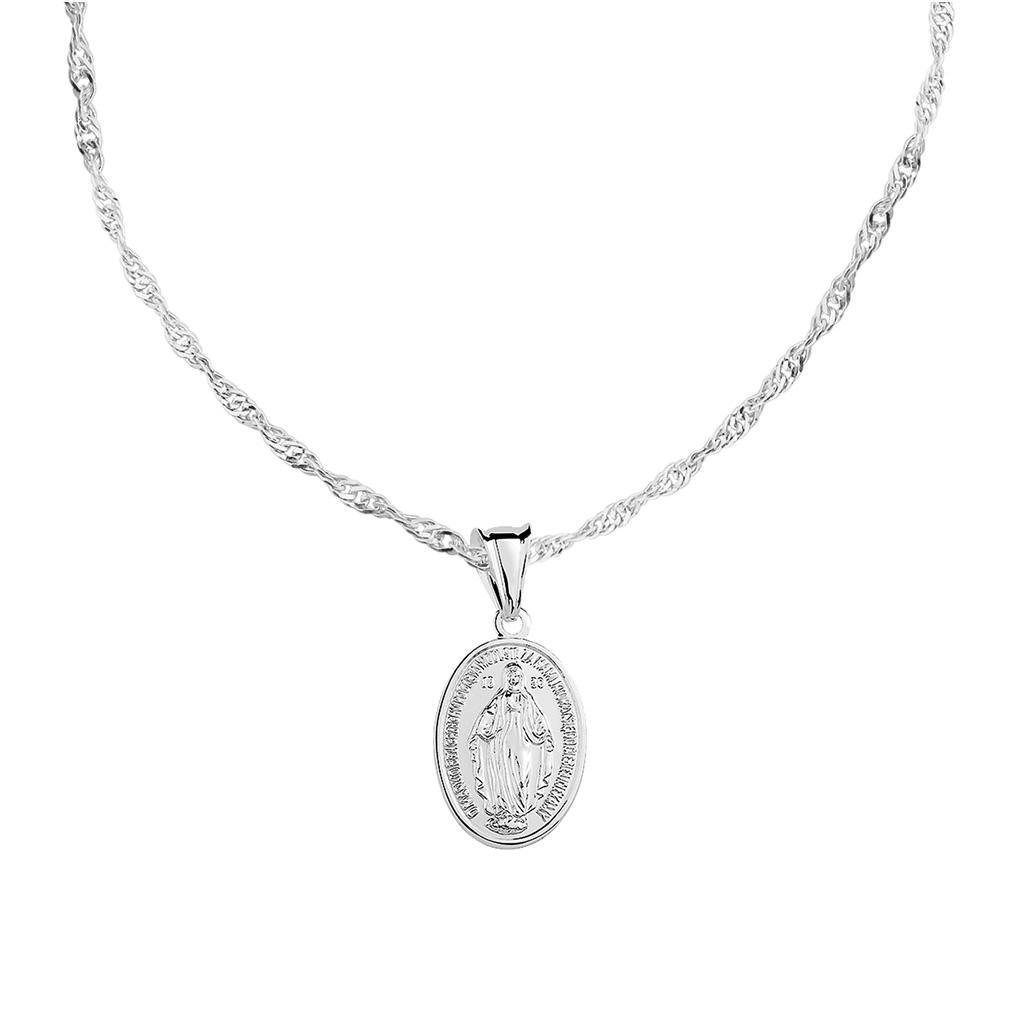 Srebrny MEDALIK CUDOWNY z łańcuszkiem 925 pozłacan