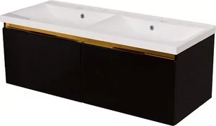 Czarna szafka z podwójną umywalką złoty uchwyt 120 cm seria Diamond Gold Gante C - Szafki łazienkowe - miniaturka - grafika 1