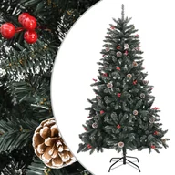 Choinki - vidaXL Sztuczna choinka ze stojakiem, zielona, 150 cm, PVC - miniaturka - grafika 1