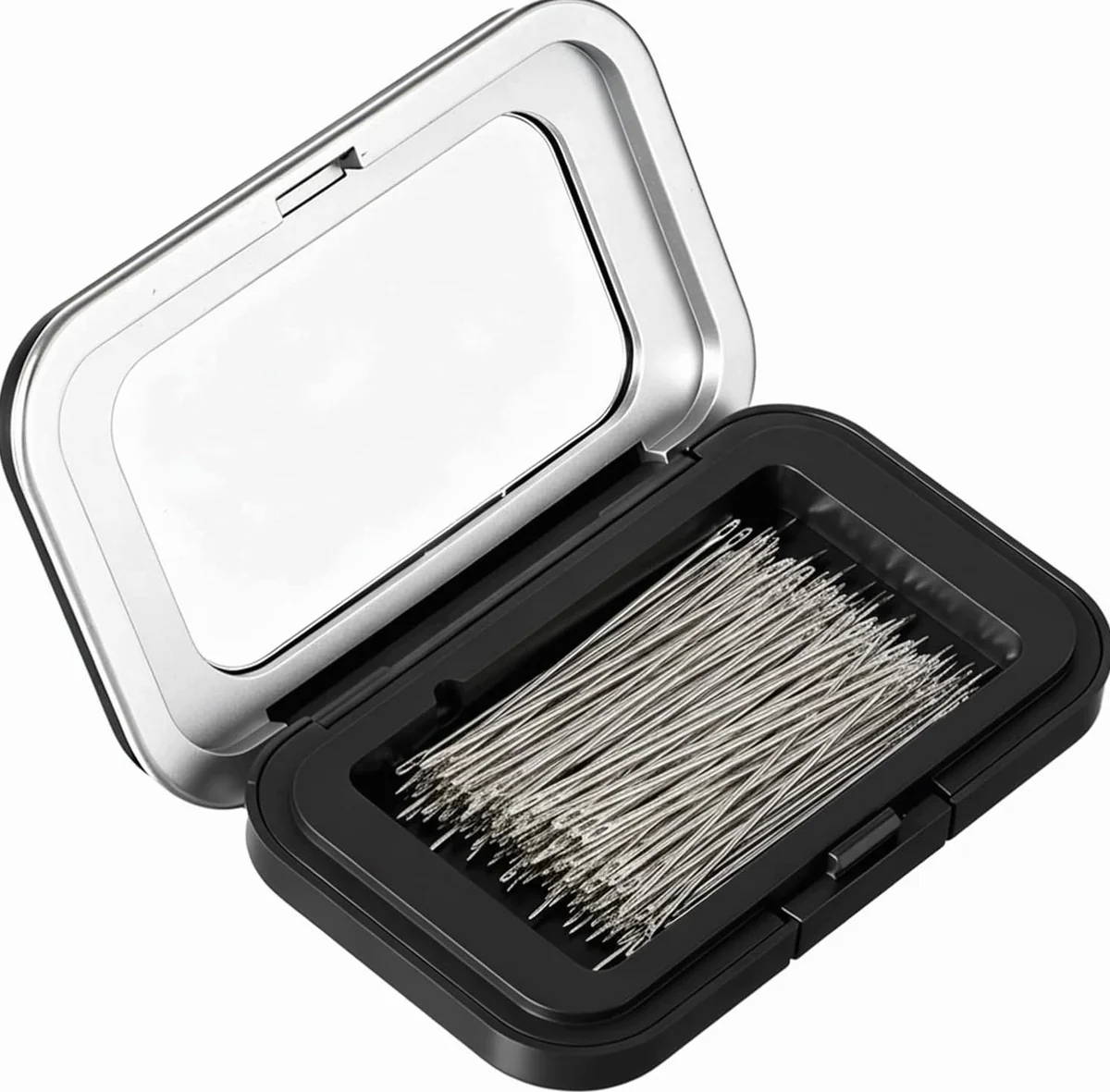 POJEMNIK MAGNETYCZNY 8X5CM ORGANIZER NA IGŁY ZAMEK AKRYLOWY ETUI CZARNE