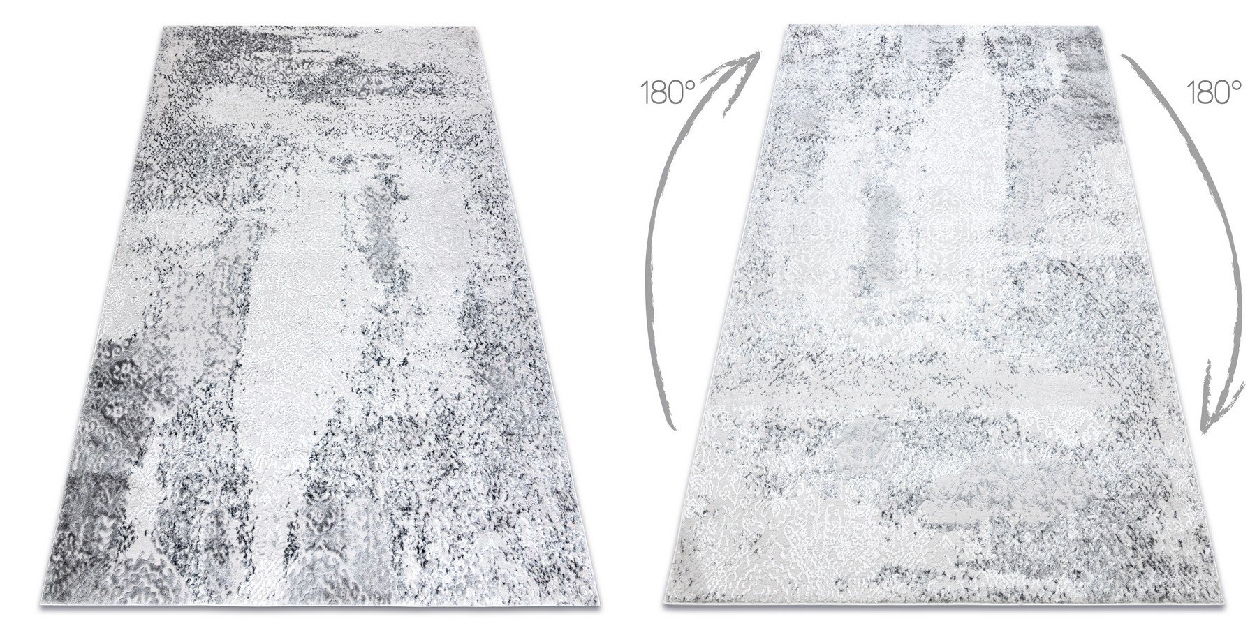 Dywan MEFE nowoczesny 8731 Przecierany vintage - Strukturalny, dwa poziomy runa szary 80x150 cm