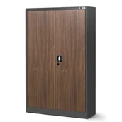 Szafy biurowe - JAN NOWAK Eco Design model KEVIN 900x1400x400 biurowa szafa metalowa: antracytowa/orzech - miniaturka - grafika 1