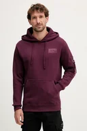 Bluzy męskie - Alpha Industries bluza męska kolor bordowy z kapturem gładka 178318.608 - miniaturka - grafika 1