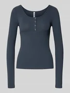 Bluzki damskie - Bluzka z długim rękawem o kroju slim fit z mieszanki bawełny model ‘KITTE’ - miniaturka - grafika 1