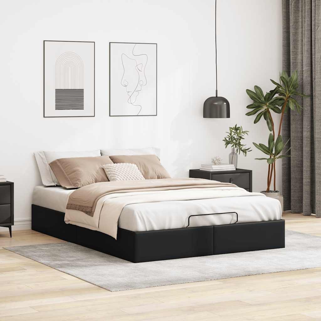 vidaXL vidaXL Rama łóżka otomana bez materaca, czarna, 140x200 cm, ekoskóra