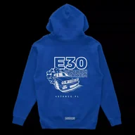 Odzież do sportów motorowych - Bluza z kapturem BMW E30 Wchodzi bokiem niebieska-S - miniaturka - grafika 1