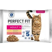 Mokra karma dla kotów - Perfect Fit Adult saszetka 4x85g mokra karma dla kotów w sosie z kurczakiem i groszkiem z wołowiną i marchewką) - miniaturka - grafika 1