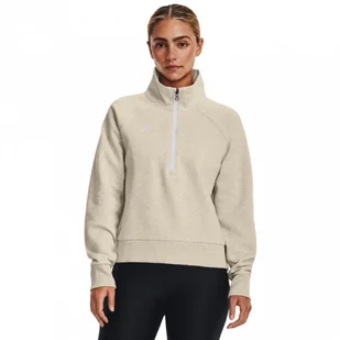 Damska bluza dresowa nierozpinana bez kaptura Under Armour UA Rival Fleece HZ - beżowa - Bluzy damskie - miniaturka - grafika 1