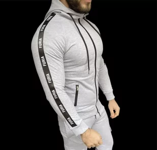 Bluza męska elastyczna szara z zamkiem Furia - Bluzy sportowe męskie - miniaturka - grafika 1