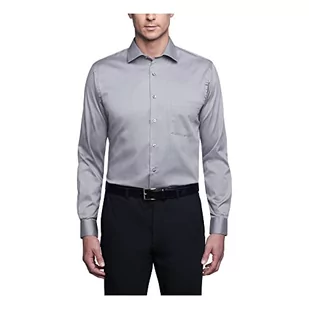 Van Heusen Męska koszula z długim rękawem Regular Fit Flex Collar Stretch Solid Smoking, szary (Grey Mist), XXL Szyja 46 cm Rękawy 91/94 cm - Koszule męskie - miniaturka - grafika 1