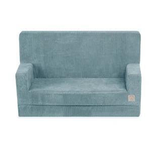 MISIOO Sofa z podłokietnikami Foldie, niebieski sztruks premium - Zestawy mebli dla dzieci - miniaturka - grafika 1