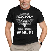 Koszulki męskie - Koszulkowy, Męska koszulka na prezent dla dziadka, Bardziej niż pszczoły kocham tylko moje wnuki, kolor czarny, rozmiar XXL - miniaturka - grafika 1