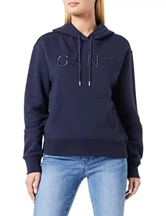 GANT Damska bluza z kapturem D2. Tonal Hoodie sweter z kapturem, niebieski (Evening Blue), L - Swetry damskie - miniaturka - grafika 1