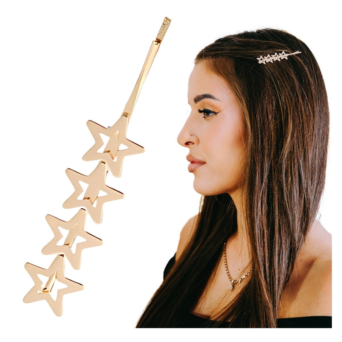 Spinka do Włosów Złota Wsuwka Metalowa Wytrzymała Gwiazdki Lekka i Wygodna