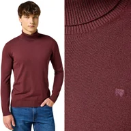 Swetry męskie - Wrangler TURTLENECK Dahlia bordowy golf z dodatkiem wełny REGULAR S - miniaturka - grafika 1