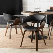 Krzesła - Krzesło Tapicerowane z Drewna Giętego GARY Orzech/Czarne Ekoskóra Nowoczesne Loft - miniaturka - grafika 1