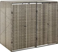 Pozostałe meble ogrodowe - vidaXL Osłona na 2 kosze na śmieci, szara, 140x80x117 cm, polirattan - miniaturka - grafika 1