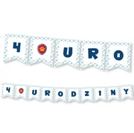 Dekoracje sali - BANER napis 4 Urodziny - Psie Łapki Girlanda - miniaturka - grafika 1