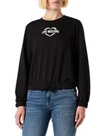 Bluzy damskie - Love Moschino Damska bluza z długim rękawem, regular fit, czarna, 38 (DE), czarny - miniaturka - grafika 1