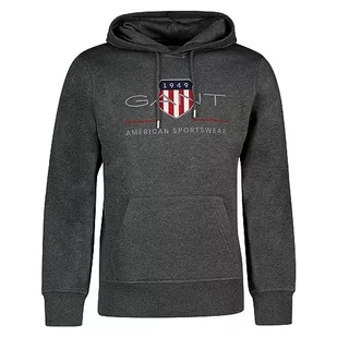 GANT Męska bluza z kapturem Reg Archive Shield, Antracyt melanż, XL - Bluzy męskie - miniaturka - grafika 1