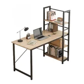 Biurka - BIURKO MŁODZIEŻOWE Z REGAŁEM KOMPUTEROWE PÓŁKI METAL PRAKTYCZNE JASNY BRĄZ - miniaturka - grafika 1
