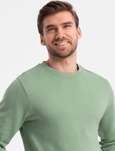 Ombre Męska bluza dresowa BASIC z okrągłym dekoltem - zielona V3 OM-SSBN-0175 XL - Bluzy męskie - miniaturka - grafika 1
