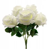 Sztuczne kwiaty - Bukiet róż jak żywe sztuczne biała bukiet 50 cm róża - miniaturka - grafika 1