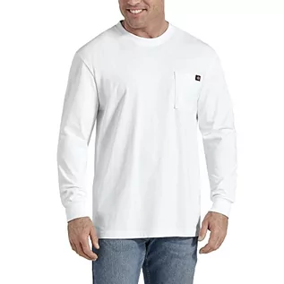 Koszulki męskie - Dickies Męska koszulka z długim rękawem i okrągłym dekoltem z długim rękawem, biały, XXL - grafika 1
