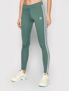 Adidas Legginsy 3 Stripes HE0405 Zielony Slim Fit - Spodnie sportowe damskie - miniaturka - grafika 1